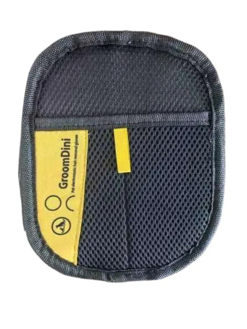Upgrade Edition Large Pet Static Hair Removal Gloves - Black Polypropylene Cat Grooming Gloves with Yellow Accents